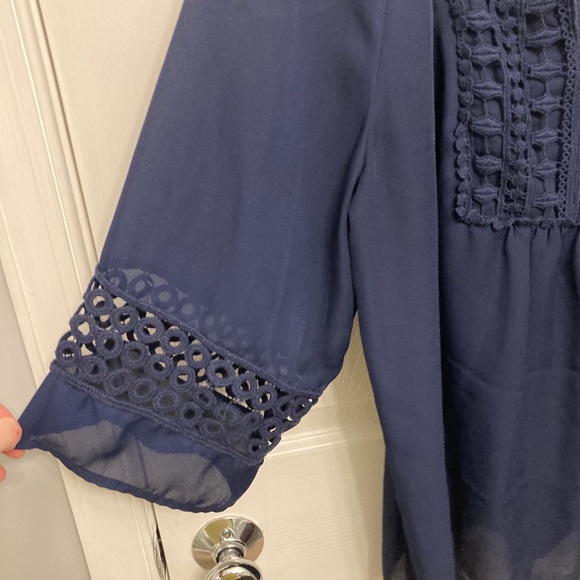 Navy Sheer Crochet Hannah Blouse Size 2XL - Picture 3 of 4